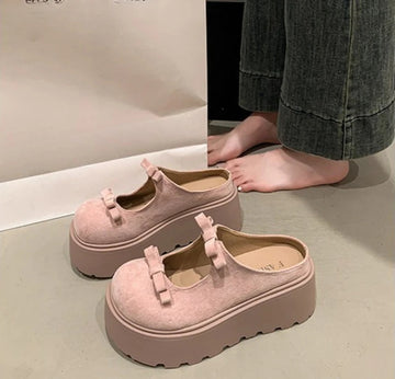 Xajzpa Versatile bow women's spring summer new style thick sole height increase simple comfortable daily casual women's shoes